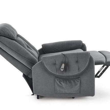 Fotoliu recliner HORTON, stofa catifelata gri - Mavel 14, 80x97/158x90/105 cm
