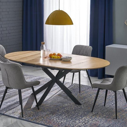 Masa extensibila ACORD, stejar/negru, 120-200x120x75 cm