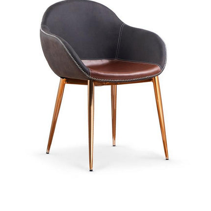 Scaun K304, gri/maro, piele ecologica/otel, 57x59x81 cm