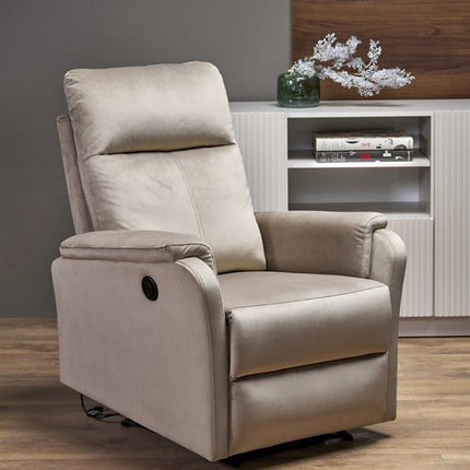 Fotoliu recliner CROCUS, stofa catifelata bej - Bluvel 40, 77x88/155x81/102 cm