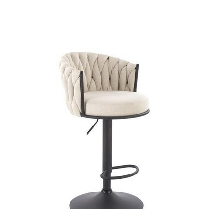 Scaun bar H125, bej - Nea 25, stofa clasica/otel, 53x54x90/105 cm
