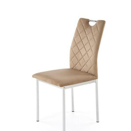 Scaun K578, bej - HLR 11/argintiu, stofa catifelata/otel, 43x53x93 cm