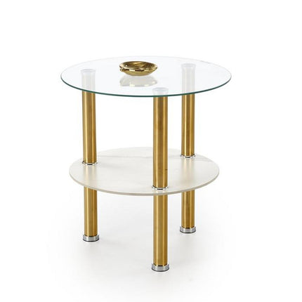Masuta DUCAT S, transparent/auriu, sticla/otel, 45x49 cm