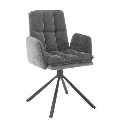 Scaun LIVIA, gri inchis/negru, stofa clasica/metal, 60x67x90 cm