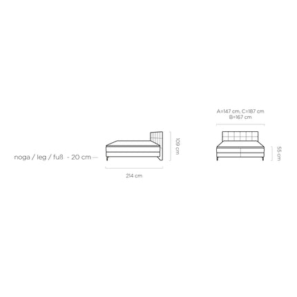 Pat boxspring ADEL 140x200, personalizabil, cu saltele si topper