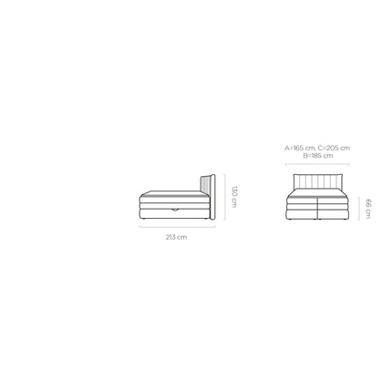 Pat boxspring AMBER 140x200, personalizabil, cu spatiu depozitare, saltele si topper