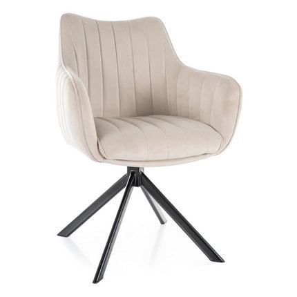 Scaun rotativ AZALIA, bej deschis/negru, stofa catifelata/metal, 61x44x86 cm