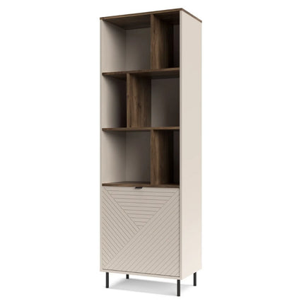 Biblioteca cu rafturi pentru carti EVO, casmir/stejar, PAL laminat, 63x40x195 cm