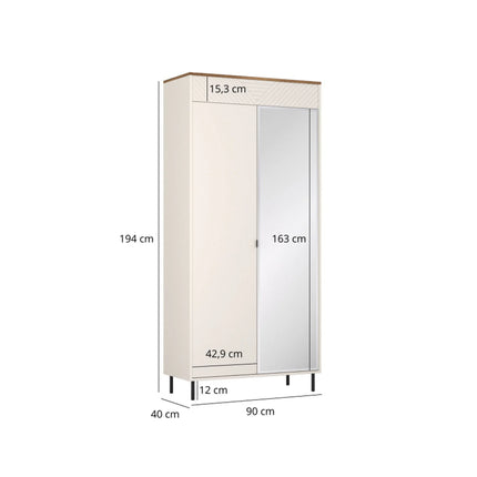 Dulap in doua usi EVO, casmir/stejar, PAL laminat, 90x40x194 cm