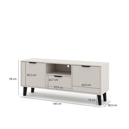 Comoda tv eleganta BORG, casmir, PAL laminat, 140x39x58 cm