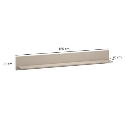 Polita perete living KLEO, taupe, PAL laminat, 160x20x21 cm