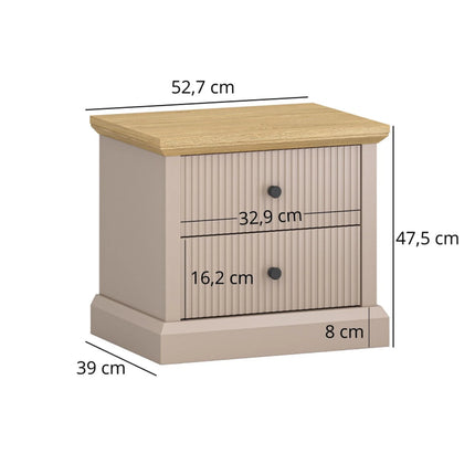 Noptiera de dormitor IDELLO, taupe/stejar, PAL, 53x39x48 cm