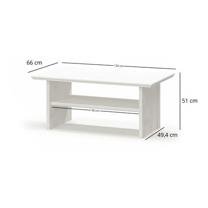 Masuta cafea IRYS, pin alb anderson, PAL laminat, 120x66x51 cm