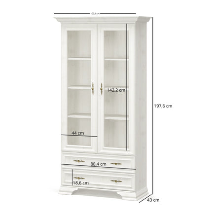 Vitrina IRYS, pin alb anderson, PAL laminat, 101x43x198 cm