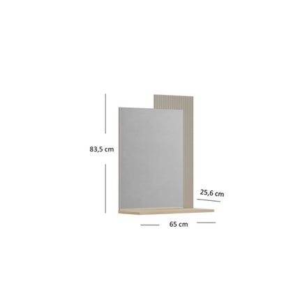 Oglinda de perete hol DOMINICA, grej/stejar, PAL laminat, 65x26x84 cm