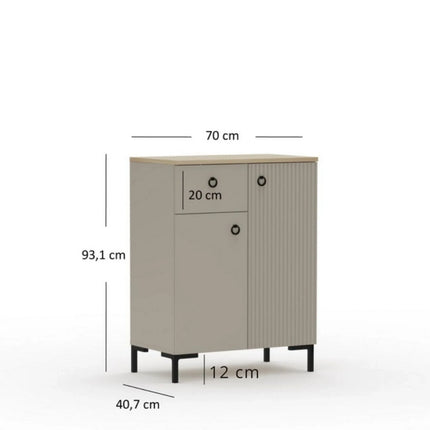 Comoda DOMINICA, grej/stejar, PAL laminat, 70x41x93 cm