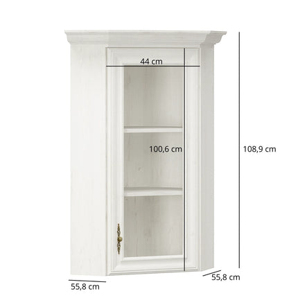 Vitrina suspendata IRYS, pin alb anderson, PAL laminat, 56x56x109 cm
