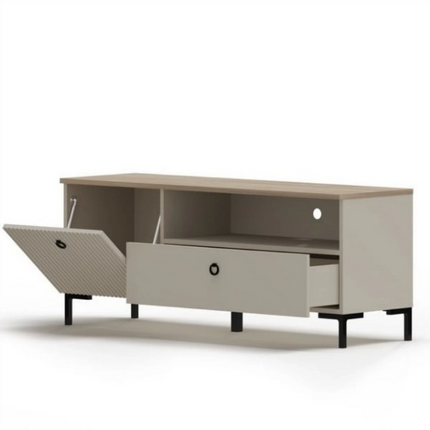 Comoda TV mica DOMINICA, grej/stejar, PAL laminat, 135x41x55 cm
