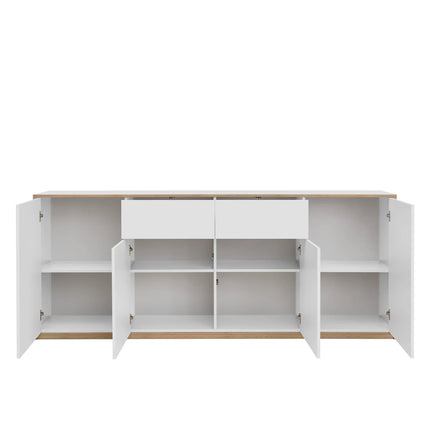 Comoda pentru living COMPLEX, alb, PAL laminat, 220x40x89 cm