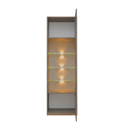Vitrina pentru living COMPLEX, gri, PAL laminat, cu iluminare LED, 60x40x196 cm