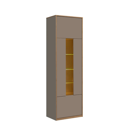 Vitrina pentru living COMPLEX, gri, PAL laminat, cu iluminare LED, 60x40x196 cm