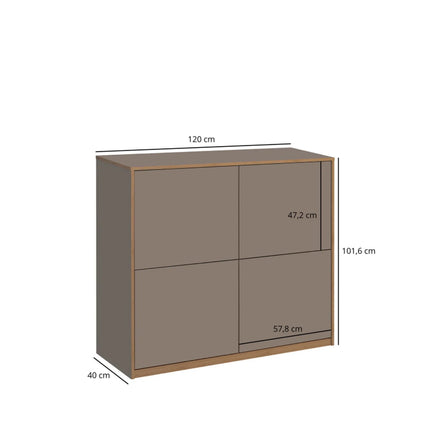 Comoda pentru living COMPLEX, gri, PAL laminat, 120x40x102 cm