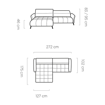 Coltar CAVANI, personalizabil, cu reglaj electric, 272x175x95 cm