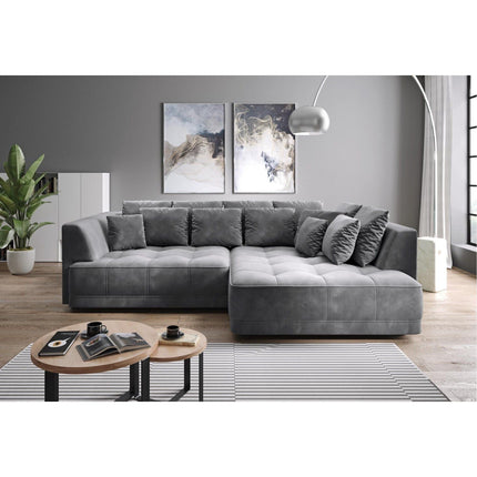 Coltar TIGA, sezlong dreapta, stofa catifelata crem - Salvador 1, cu reglaj electric, 286x207x77 cm