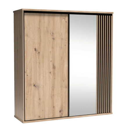 Dulap CALIA C15, stejar artisan/negru, PAL laminat, 199x60.2x216 cm