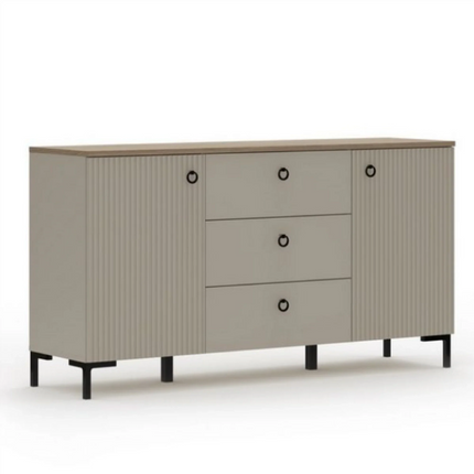 Comoda pentru living DOMINICA, grej/stejar, PAL laminat, 150x41x81 cm