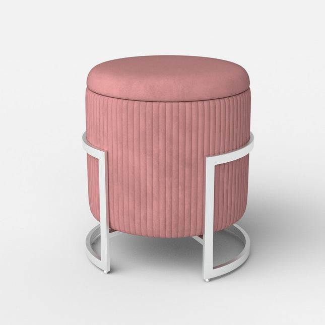 Taburet CRICKET, otel / stofa catifelata roz deschis, 40x46 cm