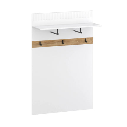 Cuier simplu hol VELUTTO, alb/stejar, PAL laminat, 81x26x122 cm