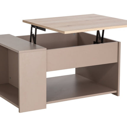 Masuta cafea DROP, bej/stejar, PAL, 80x60x42/56 cm