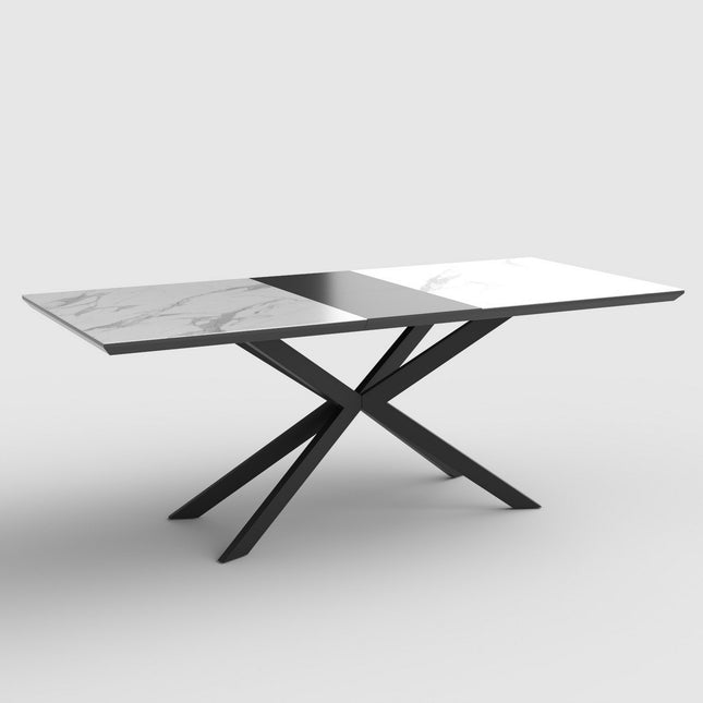 Masa extensibila DIESEL, marmura alba/gri inchis, 160-200/90/76 cm