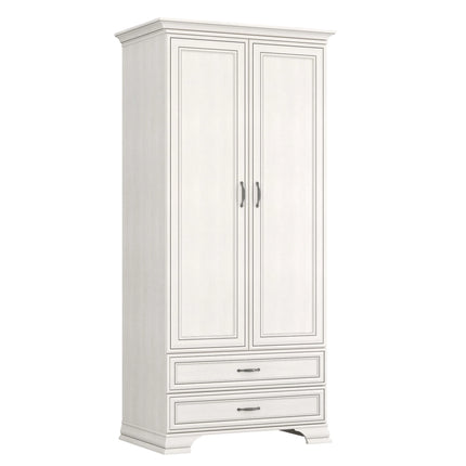 Dulap TIFFANY II, crem, PAL laminat, cu 2 usi si 2 sertare, 99x62x212 cm