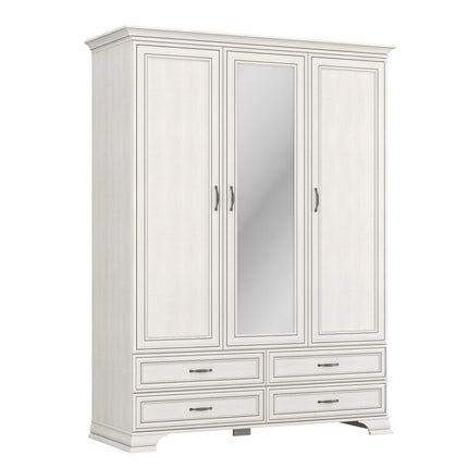 Dulap TIFFANY II, crem, PAL laminat, cu 3 usi si 4 sertare, 159x63x212 cm