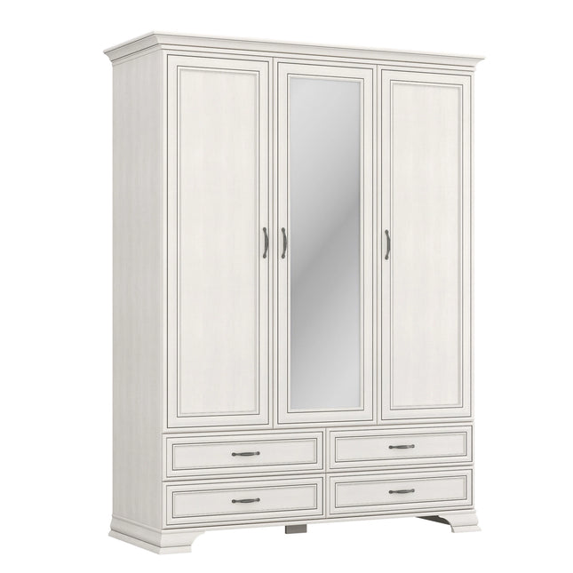 Dulap TIFFANY II, crem, PAL laminat, cu 3 usi si 4 sertare, 159x63x212 cm
