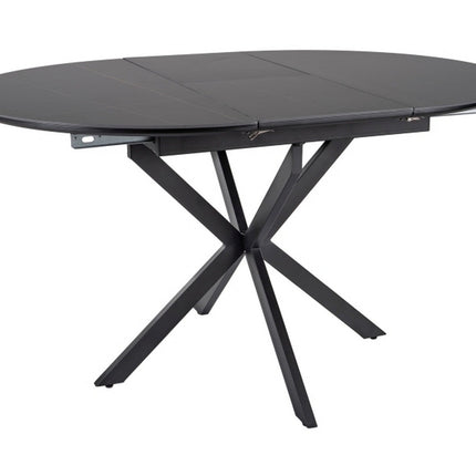 Masa extensibila GASTON, negru mat cu efect de marmura, ceramica/metal, 100/135x100x76 cm