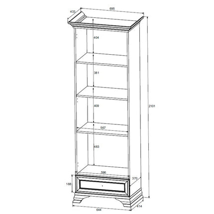 Vitrina IDENTO, alb, PAL/sticla, 70x41x210 cm