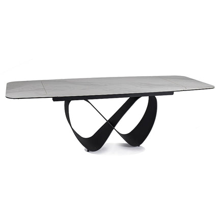 Masa extensibila INFINITY, alb/negru, sticla/ceramica/metal, 160/240x95x76 cm