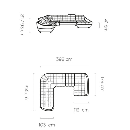 Coltar extensibil INFINITY XL R3, personalizabil, lada depozitare, tetiere reglabile, 398x314x81/93 cm