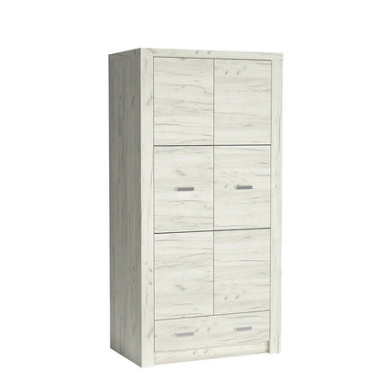 Dulap INDIANAPOLIS I1, stejar craft alb, PAL laminat, 96x58x192 cm