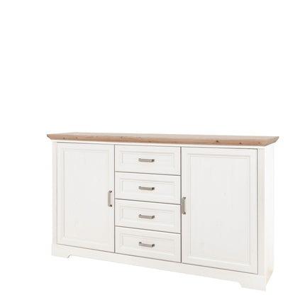 Comoda JASMIN, alb/stejar artisan, PAL, 164x41x90 cm