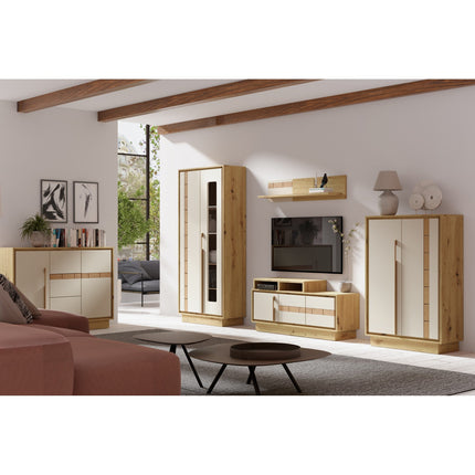 Comoda KEKS K12, stejar/casmir, PAL laminat, 130x37x97 cm