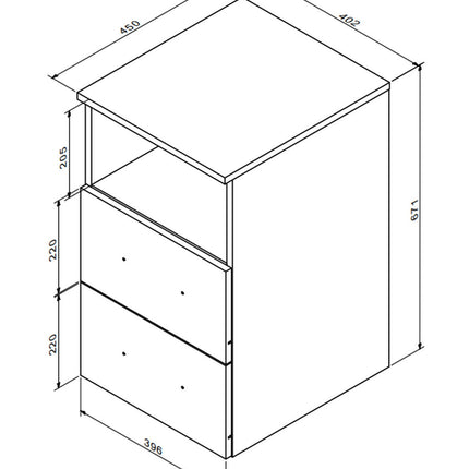 Comoda birou OFFICE NEW, gri antracit/stejar sonoma, PAL, 41x45x73 cm