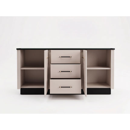 Comoda sufragerie SANTO SA8, casmir/negru, PAL laminat, 170x41x81 cm