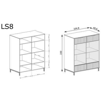 Vitrina LINKASTYLE LS8, casmir, PAL/sticla, cu iluminare LED, 104.8x40.6x150 cm