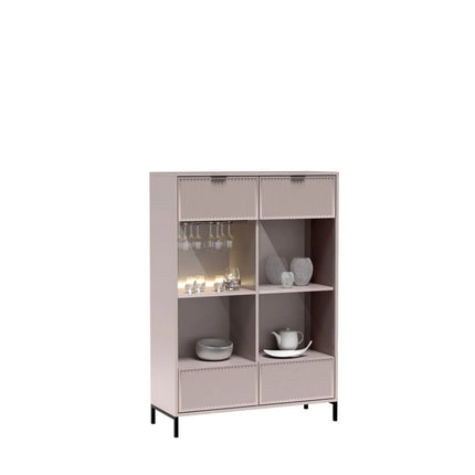 Vitrina LINKASTYLE LS8, casmir, PAL/sticla, cu iluminare LED, 104.8x40.6x150 cm