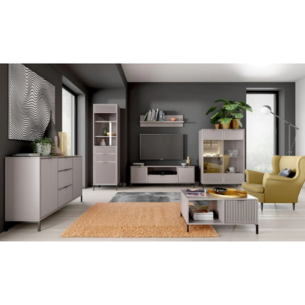 Vitrina LINKASTYLE LS8, casmir, PAL/sticla, cu iluminare LED, 104.8x40.6x150 cm