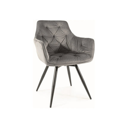 Scaun MANGO, gri/negru, stofa catifelata/metal, 57x45x83 cm